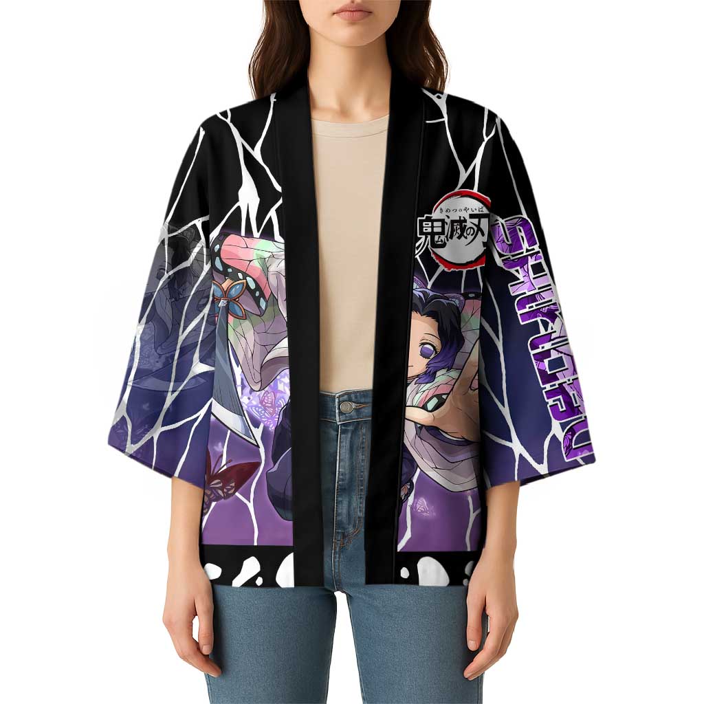 Shinobu Kocho Demon Slayer Kimono with Purple and Black Web Style Design - The Mazicc