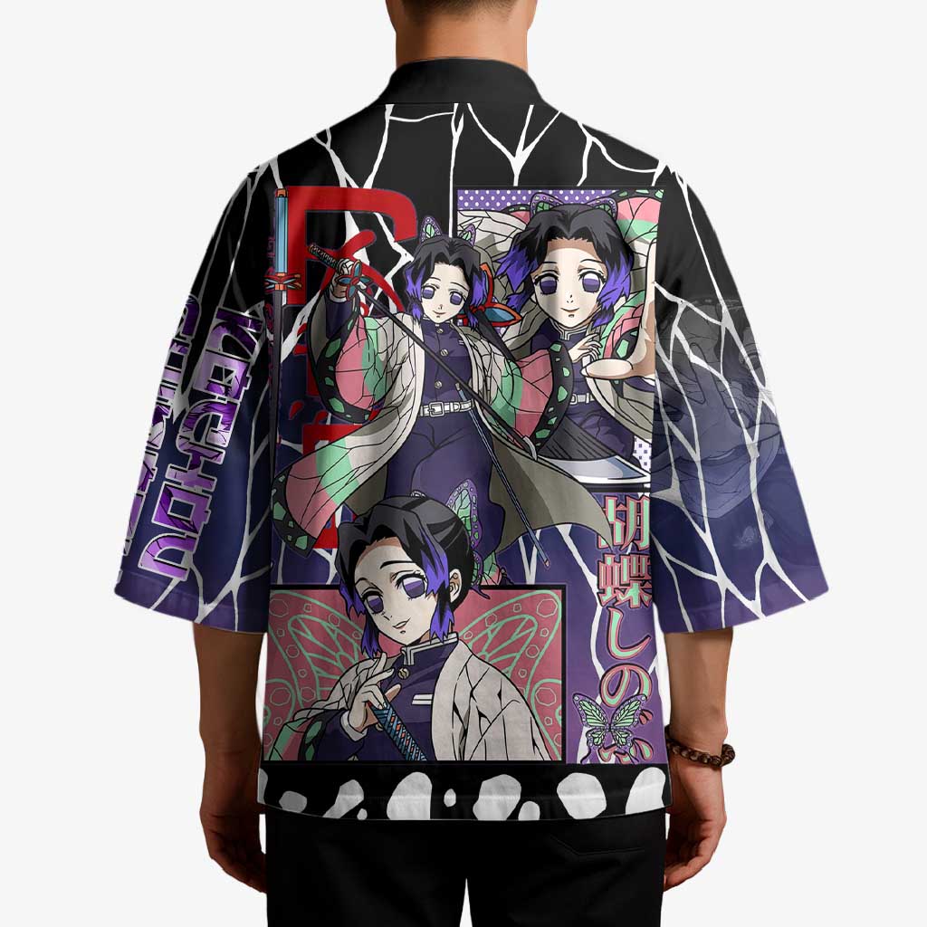 Shinobu Kocho Demon Slayer Kimono with Purple and Black Web Style Design - The Mazicc