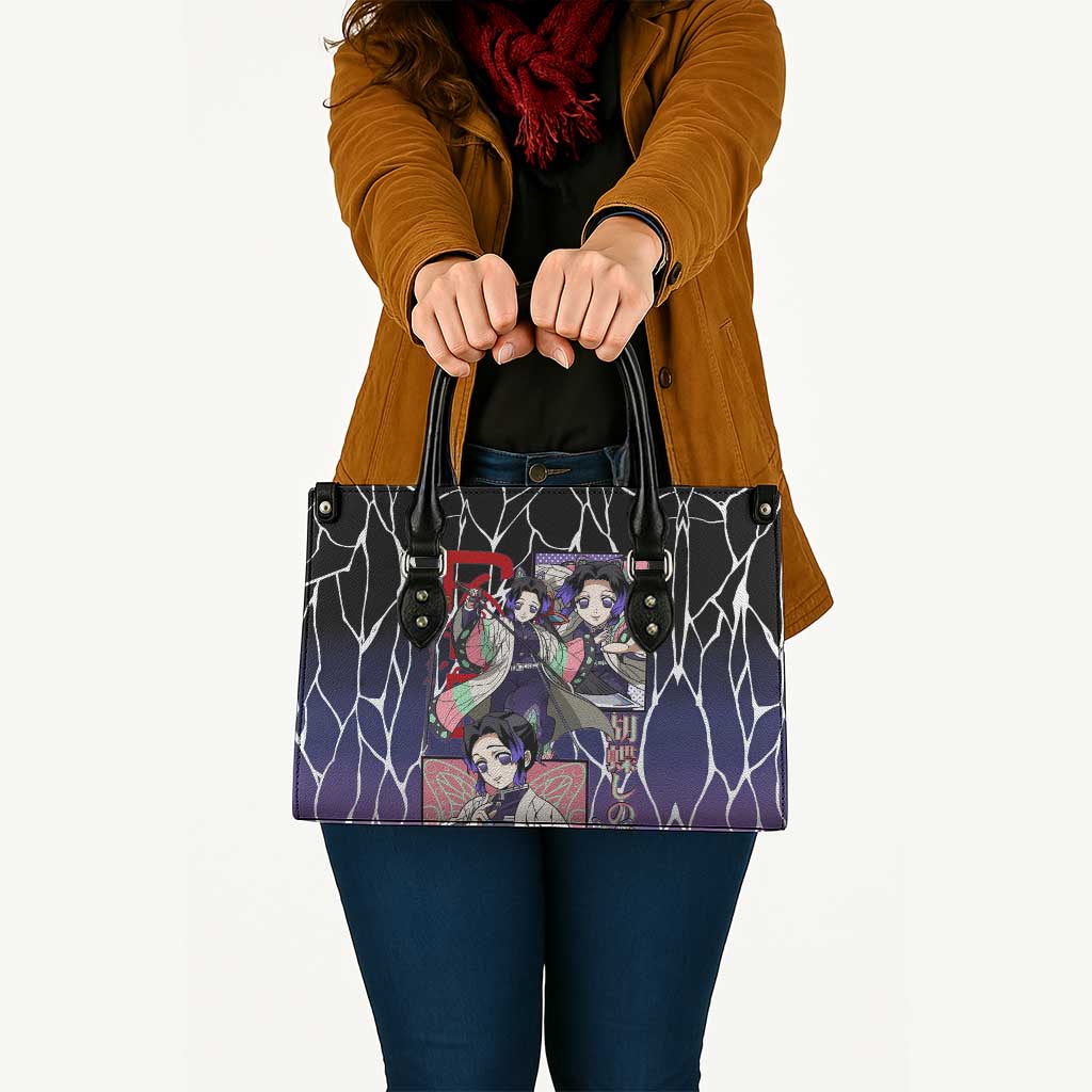 Shinobu Kocho Demon Slayer Leather Bag with Purple and Black Web Style Design - The Mazicc