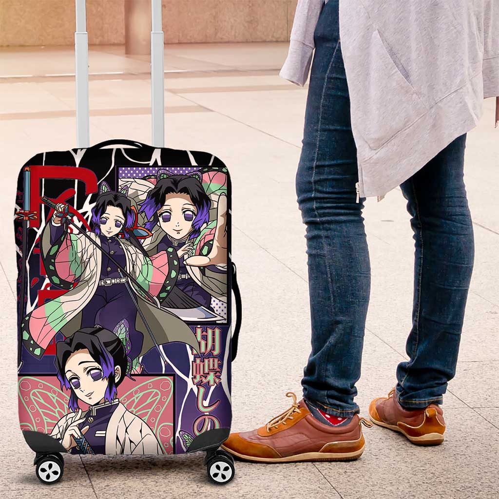 Shinobu Kocho Demon Slayer Luggage Cover with Purple and Black Web Style Design - The Mazicc