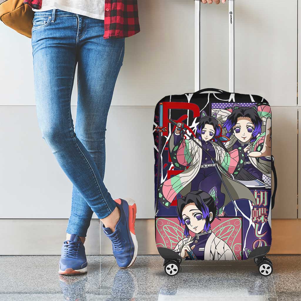 Shinobu Kocho Demon Slayer Luggage Cover with Purple and Black Web Style Design - The Mazicc
