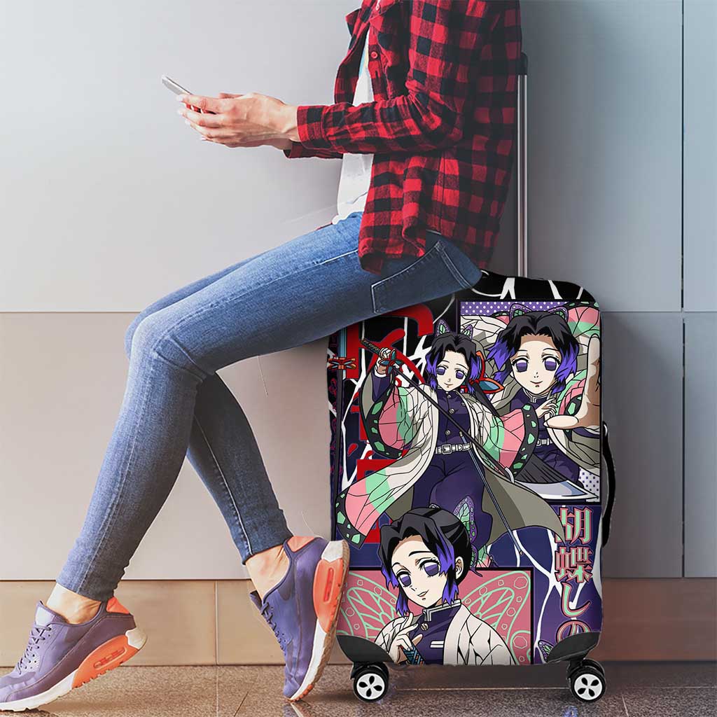 Shinobu Kocho Demon Slayer Luggage Cover with Purple and Black Web Style Design - The Mazicc