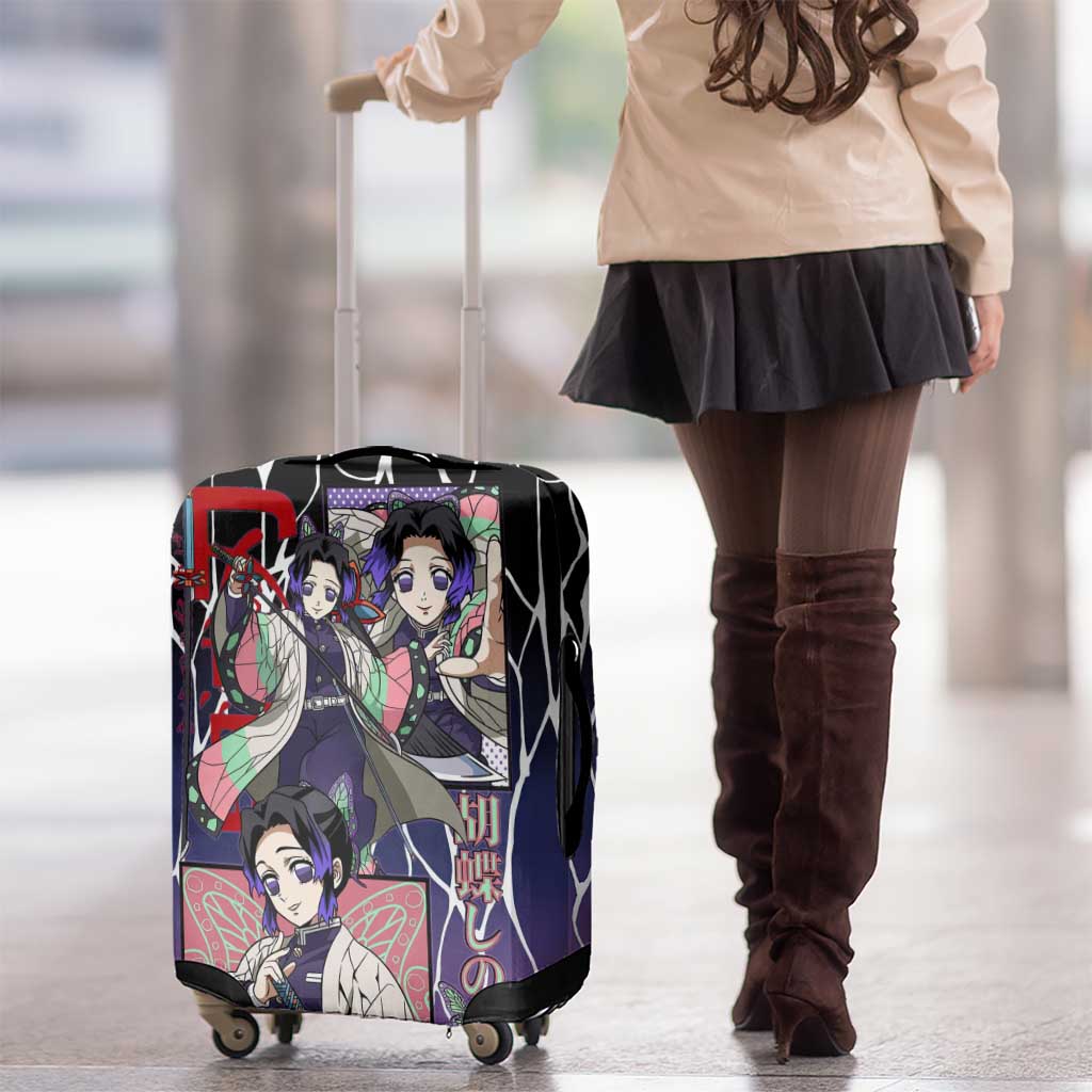 Shinobu Kocho Demon Slayer Luggage Cover with Purple and Black Web Style Design - The Mazicc