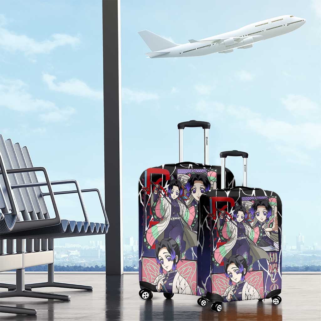 Shinobu Kocho Demon Slayer Luggage Cover with Purple and Black Web Style Design - The Mazicc