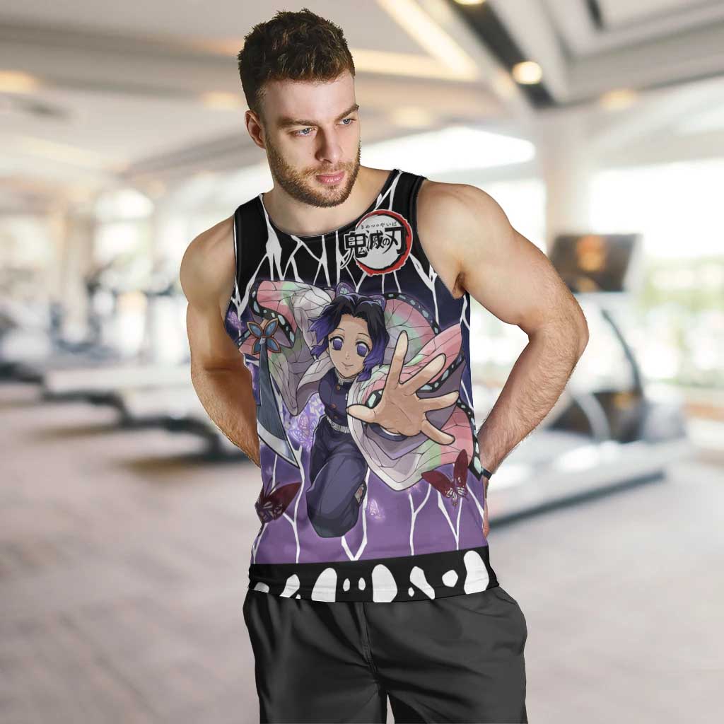 Shinobu Kocho Demon Slayer Men Tank Top with Purple and Black Web Style Design - The Mazicc