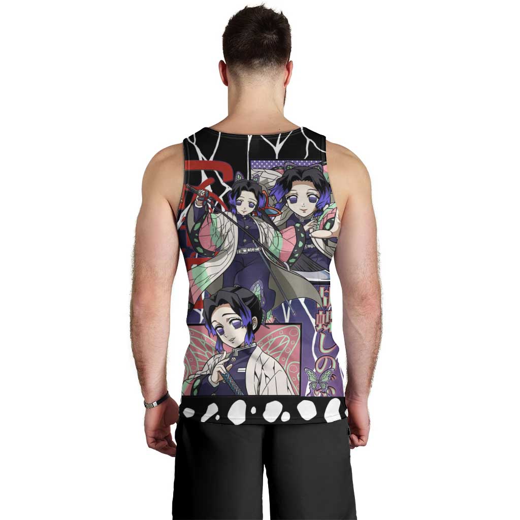 Shinobu Kocho Demon Slayer Men Tank Top with Purple and Black Web Style Design - The Mazicc
