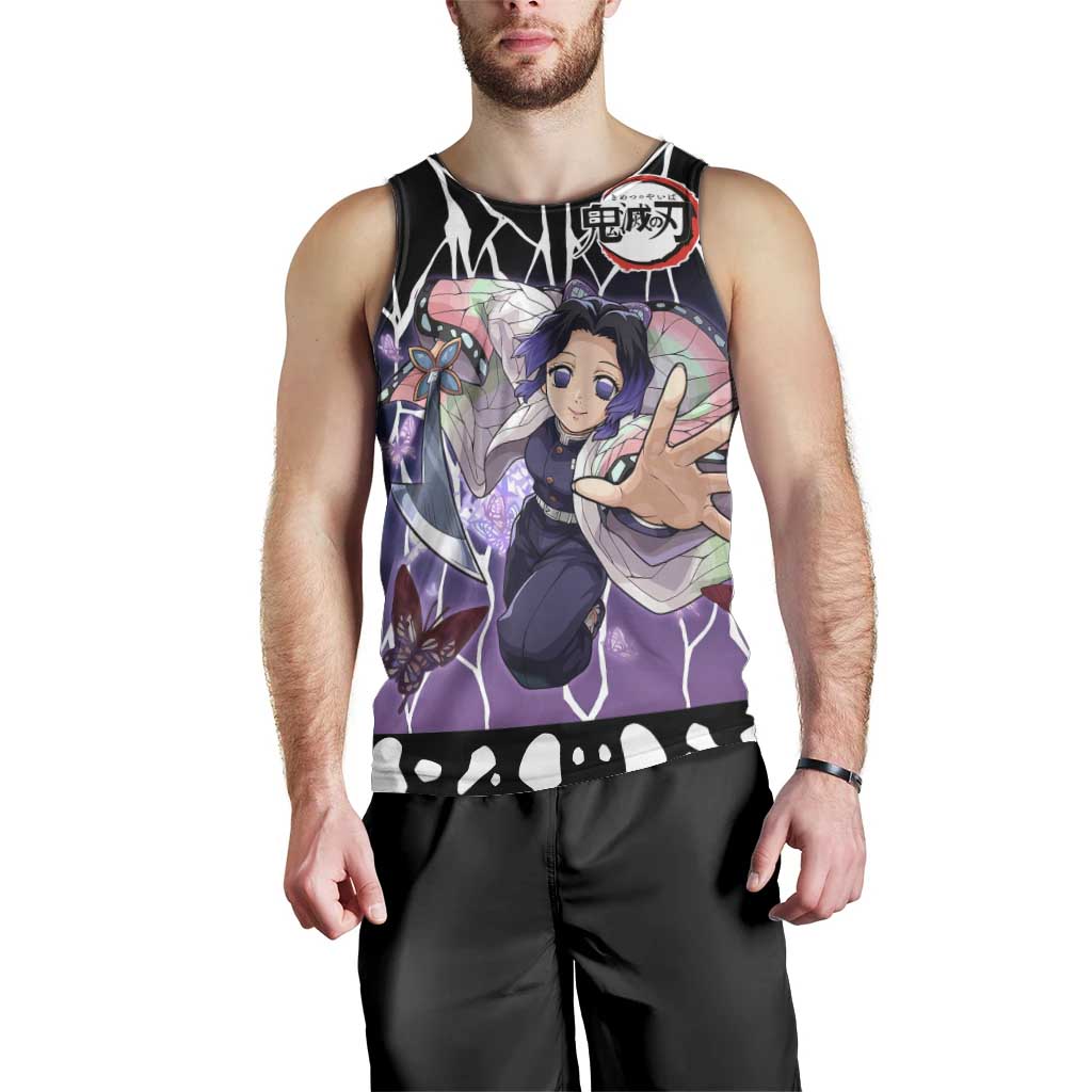 Shinobu Kocho Demon Slayer Men Tank Top with Purple and Black Web Style Design - The Mazicc