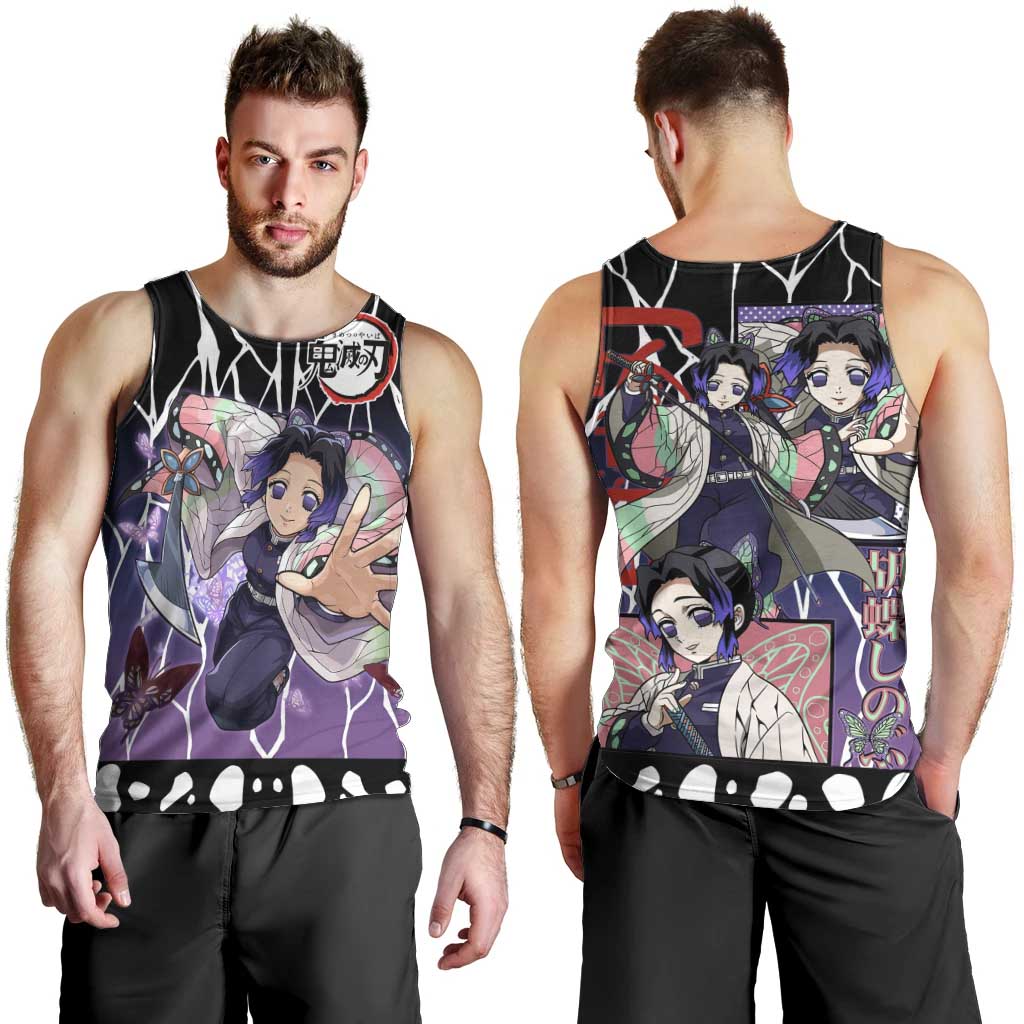 Shinobu Kocho Demon Slayer Men Tank Top with Purple and Black Web Style Design - The Mazicc