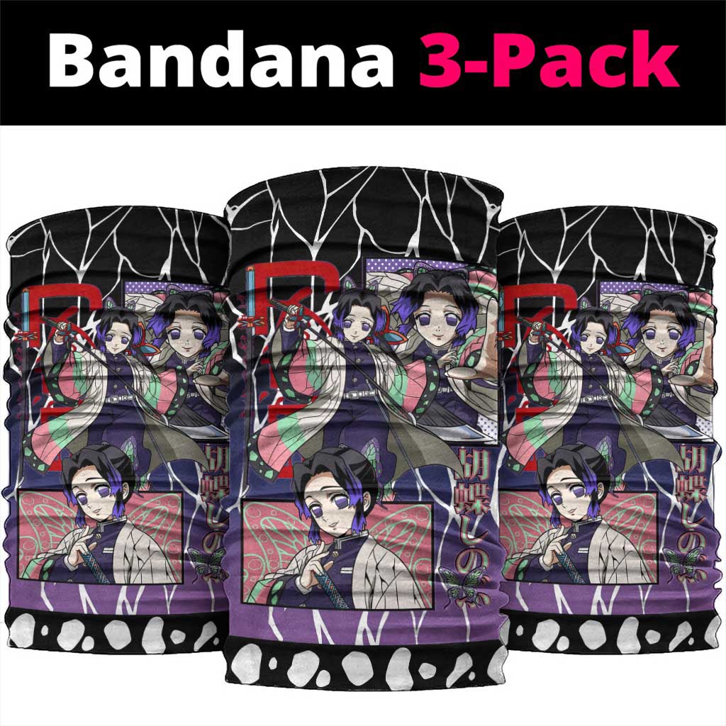 Shinobu Kocho Demon Slayer Neck Gaiter with Purple and Black Web Style Design - The Mazicc