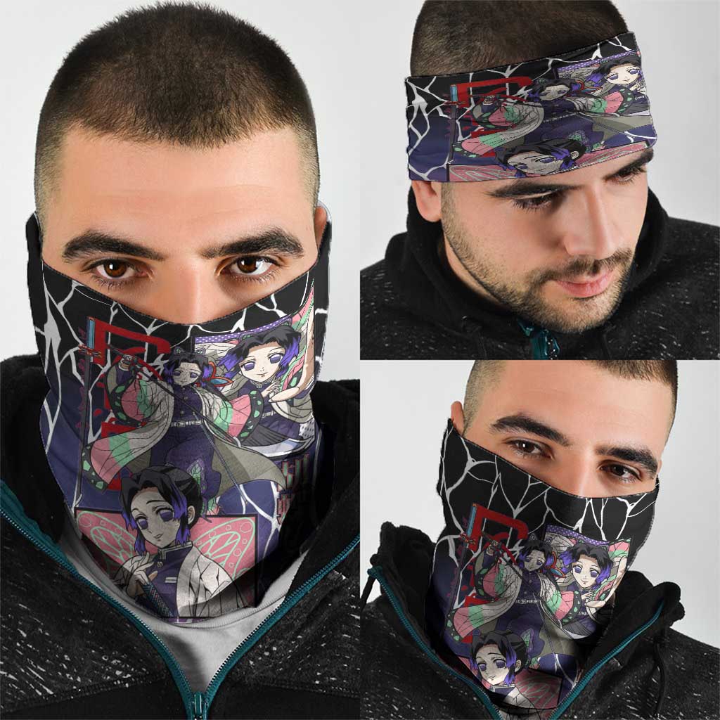 Shinobu Kocho Demon Slayer Neck Gaiter with Purple and Black Web Style Design - The Mazicc