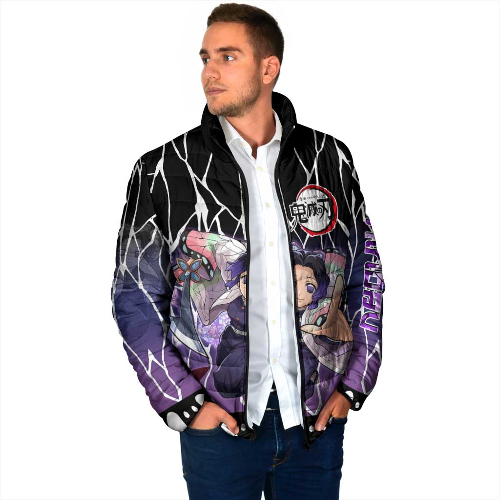 Shinobu Kocho Demon Slayer Padded Jacket with Purple and Black Web Style Design - The Mazicc