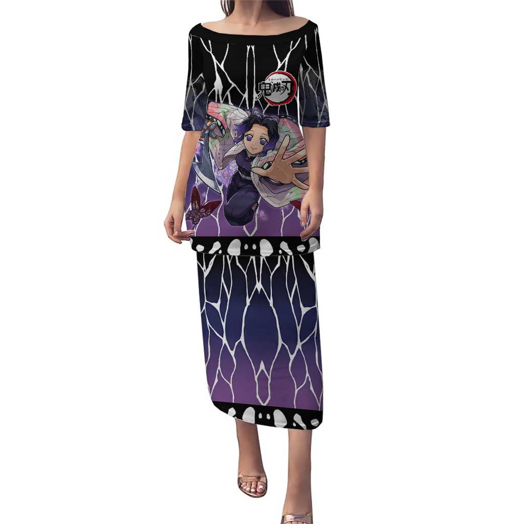 Shinobu Kocho Demon Slayer Puletasi with Purple and Black Web Style Design - The Mazicc