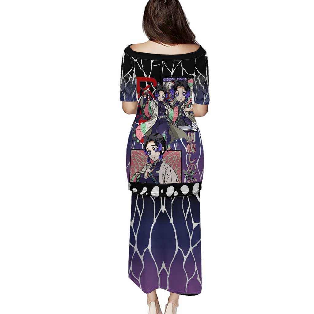 Shinobu Kocho Demon Slayer Puletasi with Purple and Black Web Style Design - The Mazicc