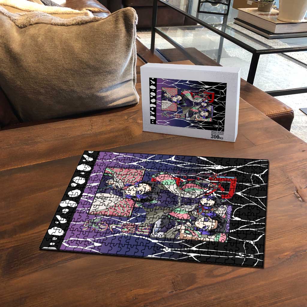 Shinobu Kocho Demon Slayer Puzzle with Purple and Black Web Style Design - The Mazicc