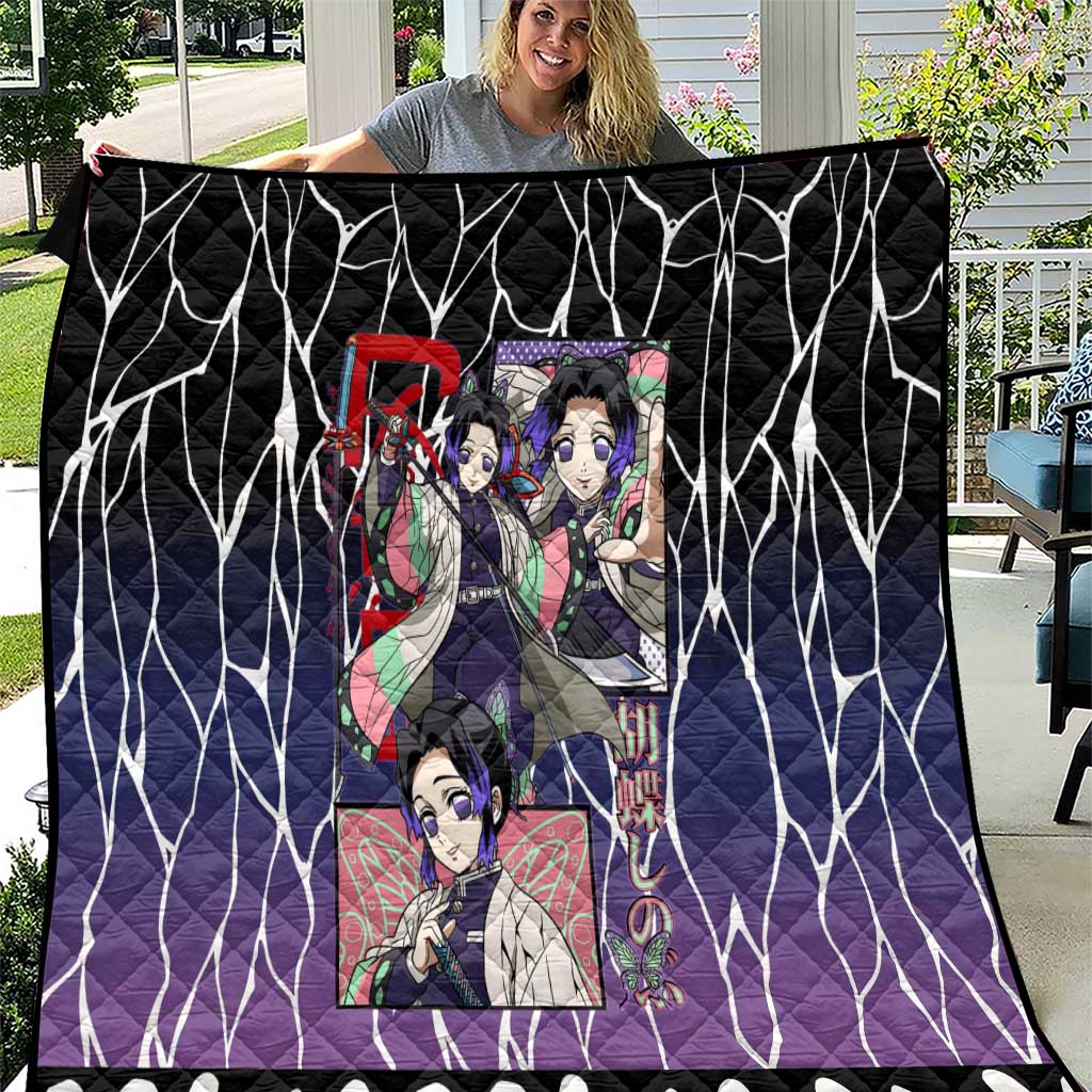 Shinobu Kocho Demon Slayer Quilt with Purple and Black Web Style Design - The Mazicc