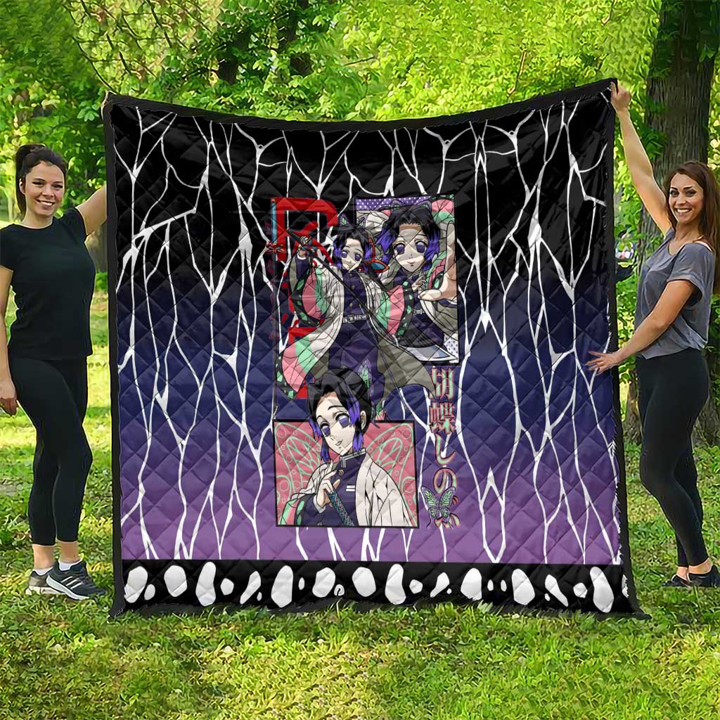 Shinobu Kocho Demon Slayer Quilt with Purple and Black Web Style Design - The Mazicc