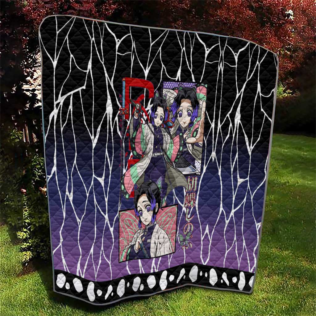 Shinobu Kocho Demon Slayer Quilt with Purple and Black Web Style Design - The Mazicc