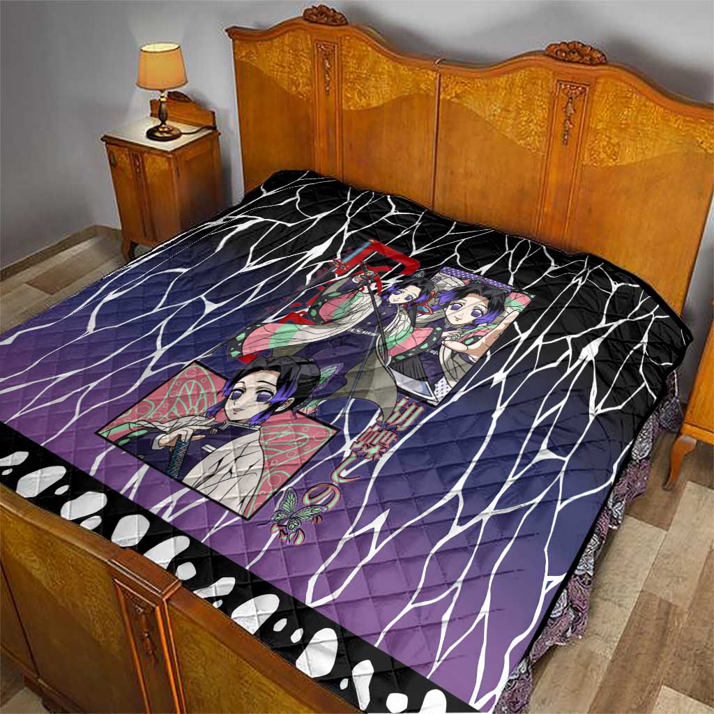 Shinobu Kocho Demon Slayer Quilt with Purple and Black Web Style Design - The Mazicc