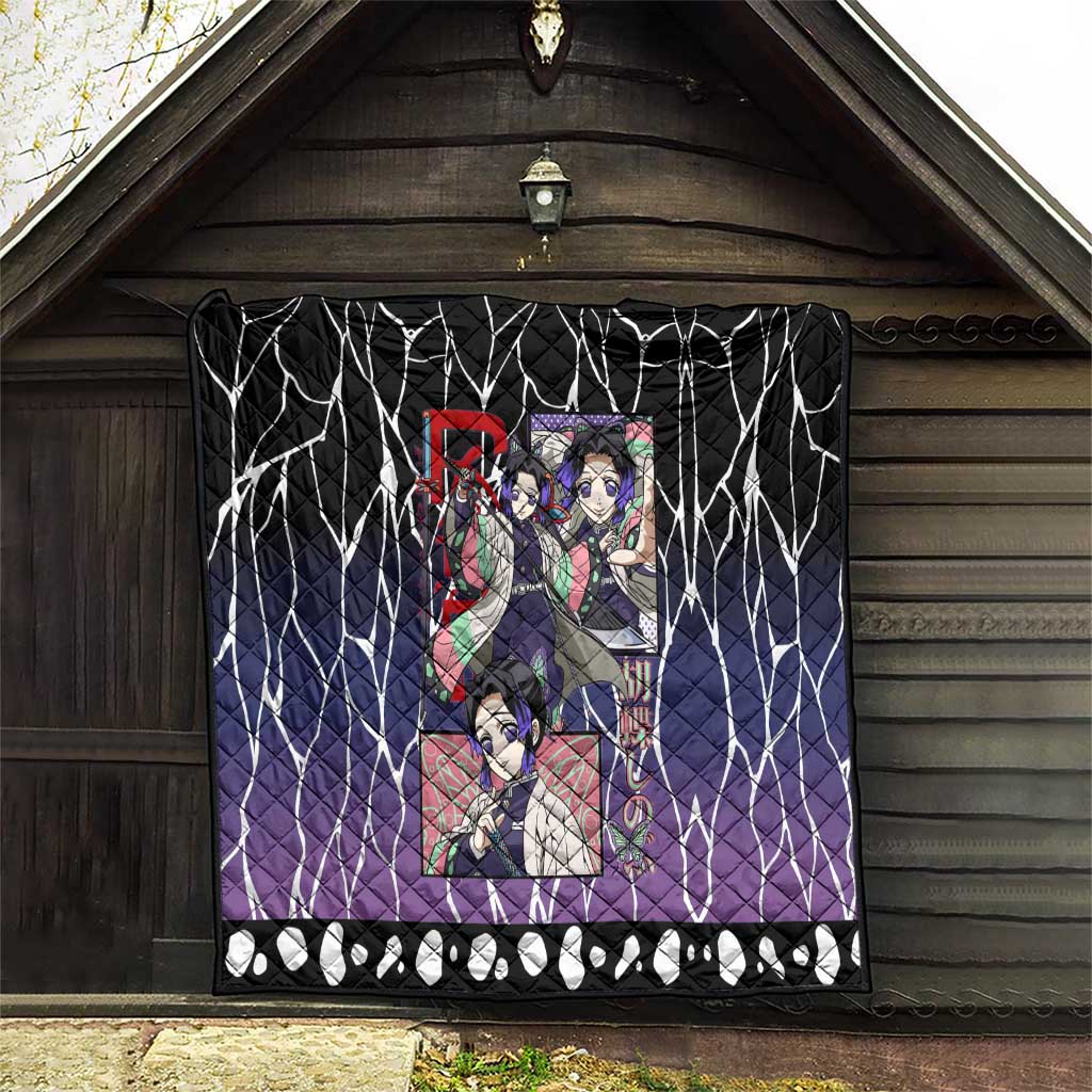 Shinobu Kocho Demon Slayer Quilt with Purple and Black Web Style Design - The Mazicc