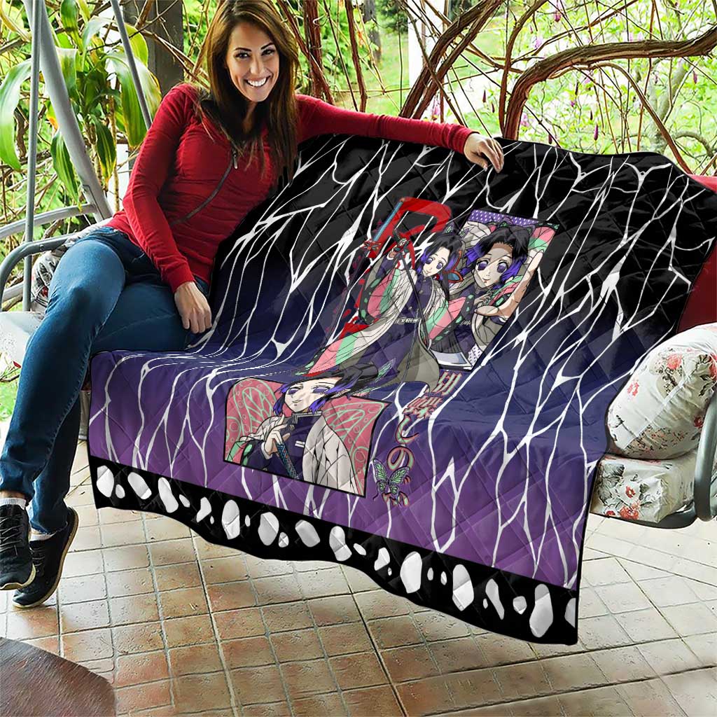 Shinobu Kocho Demon Slayer Quilt with Purple and Black Web Style Design - The Mazicc
