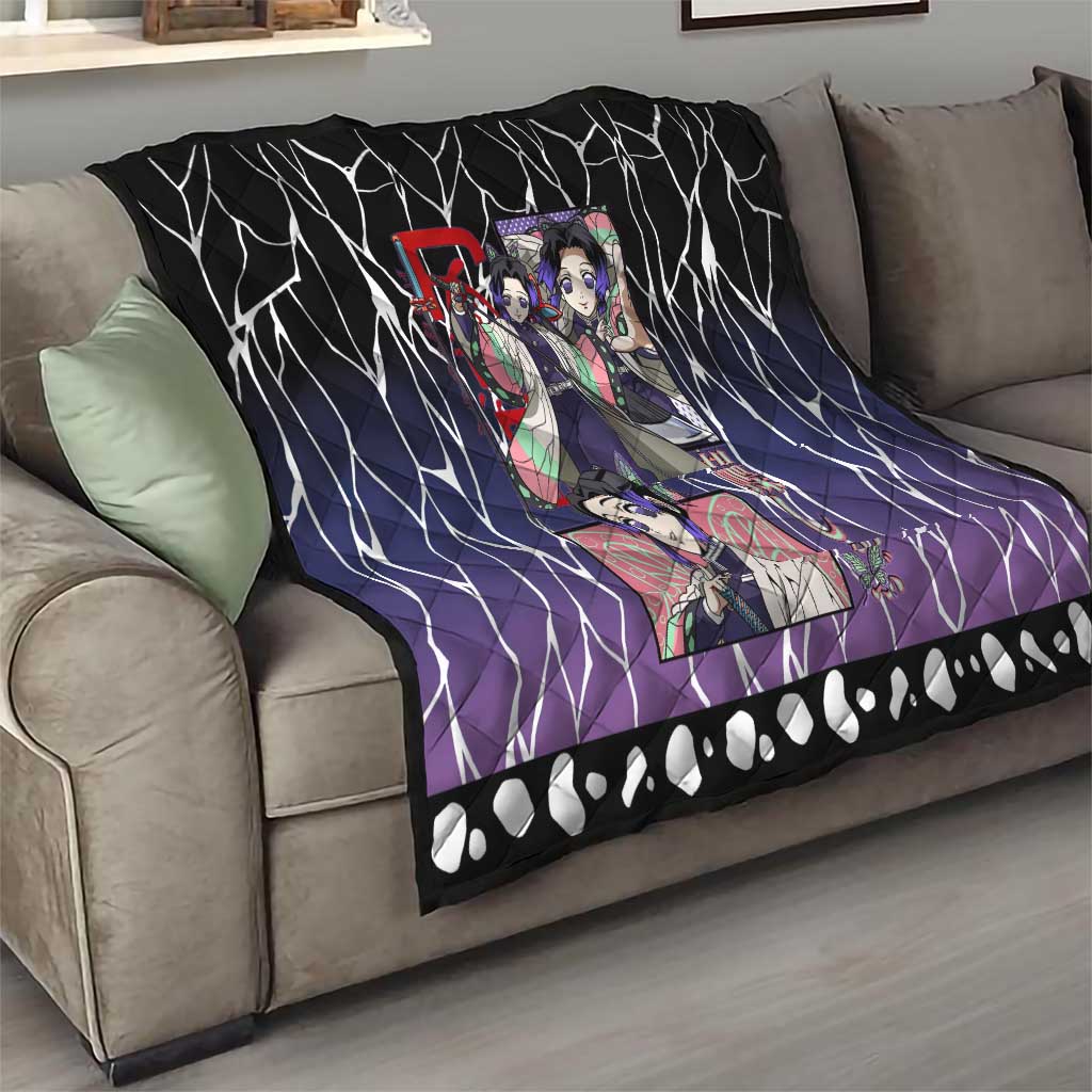 Shinobu Kocho Demon Slayer Quilt with Purple and Black Web Style Design - The Mazicc