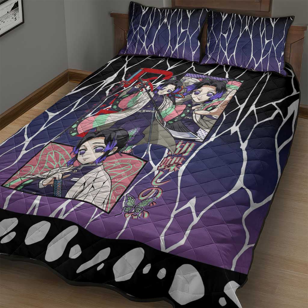 Shinobu Kocho Demon Slayer Quilt Bed Set with Purple and Black Web Style Design - The Mazicc