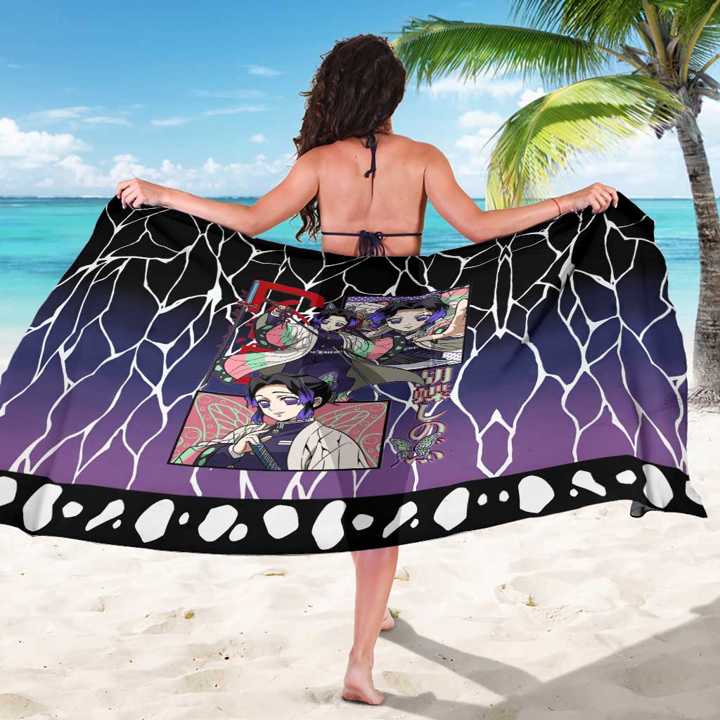 Shinobu Kocho Demon Slayer Sarong with Purple and Black Web Style Design - The Mazicc