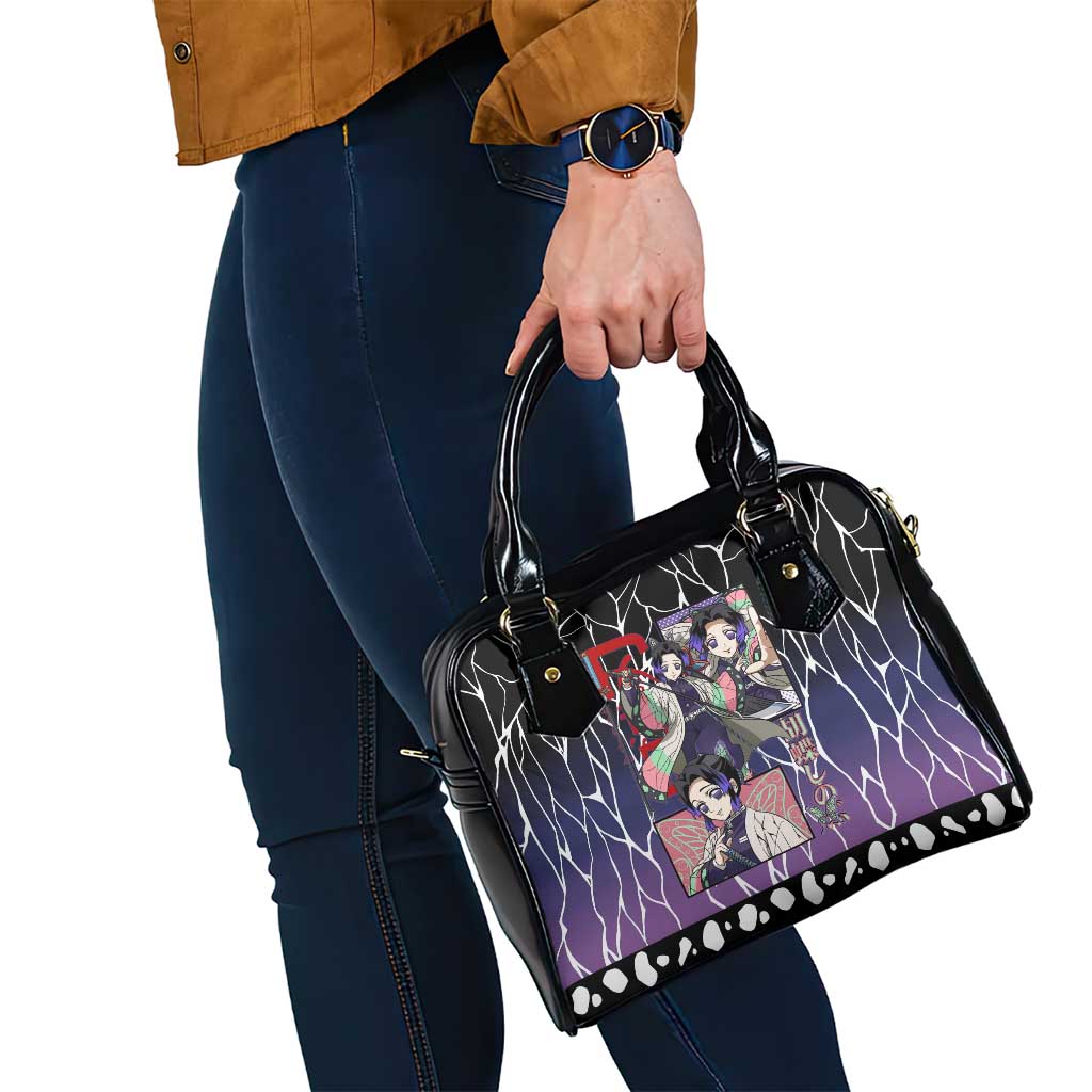 Shinobu Kocho Demon Slayer Shoulder Handbag with Purple and Black Web Style Design - The Mazicc