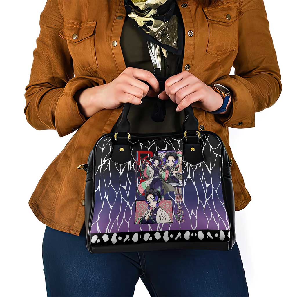 Shinobu Kocho Demon Slayer Shoulder Handbag with Purple and Black Web Style Design - The Mazicc