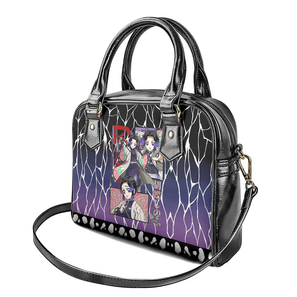 Shinobu Kocho Demon Slayer Shoulder Handbag with Purple and Black Web Style Design - The Mazicc
