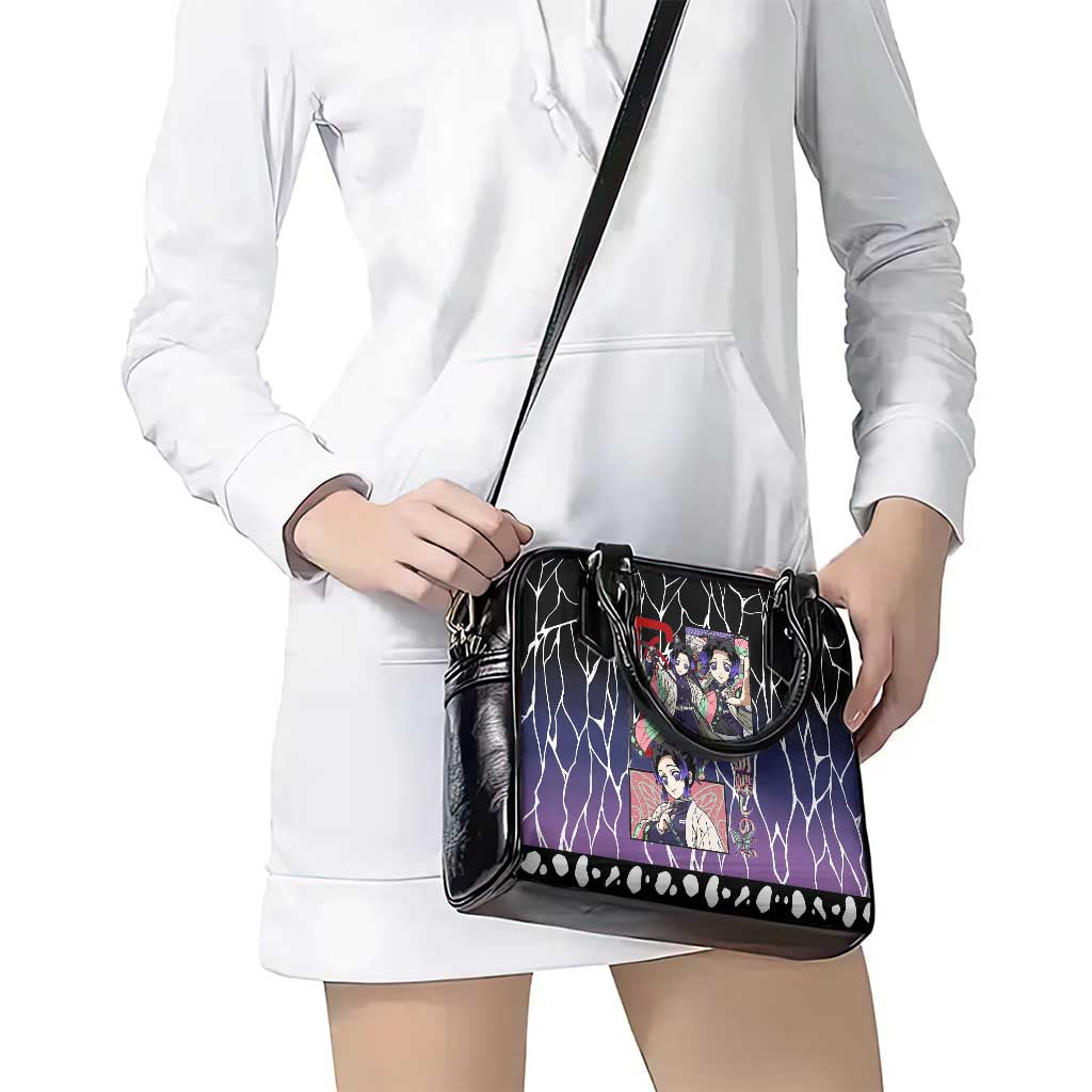 Shinobu Kocho Demon Slayer Shoulder Handbag with Purple and Black Web Style Design - The Mazicc