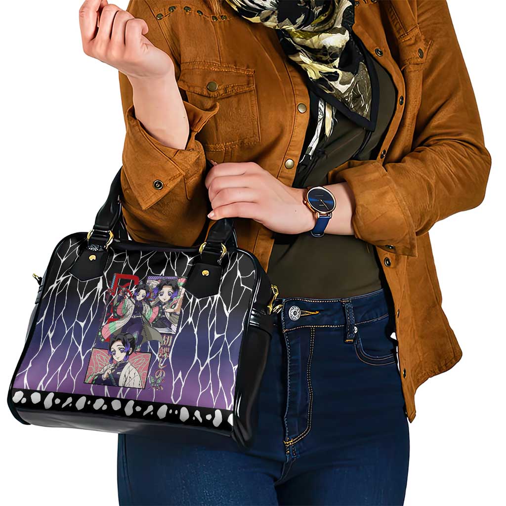Shinobu Kocho Demon Slayer Shoulder Handbag with Purple and Black Web Style Design - The Mazicc