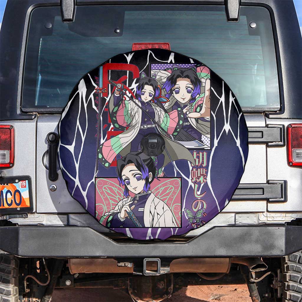 Shinobu Kocho Demon Slayer Spare Tire Cover with Purple and Black Web Style Design - The Mazicc