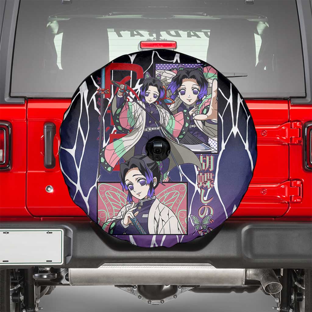 Shinobu Kocho Demon Slayer Spare Tire Cover with Purple and Black Web Style Design - The Mazicc