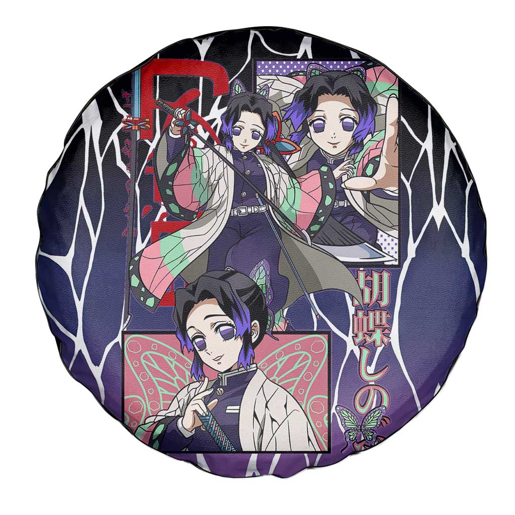 Shinobu Kocho Demon Slayer Spare Tire Cover with Purple and Black Web Style Design - The Mazicc