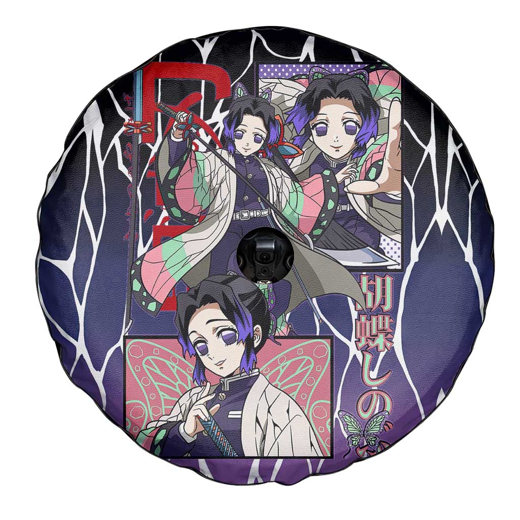 Shinobu Kocho Demon Slayer Spare Tire Cover with Purple and Black Web Style Design - The Mazicc