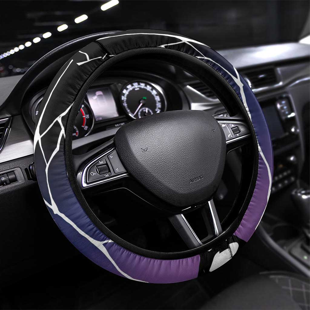 Shinobu Kocho Demon Slayer Steering Wheel Cover with Purple and Black Web Style Design - The Mazicc