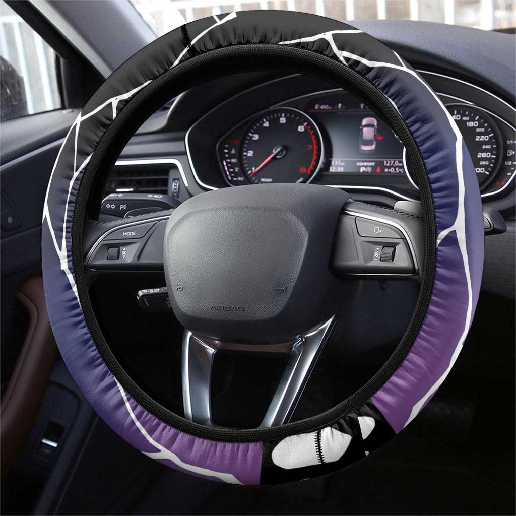 Shinobu Kocho Demon Slayer Steering Wheel Cover with Purple and Black Web Style Design - The Mazicc