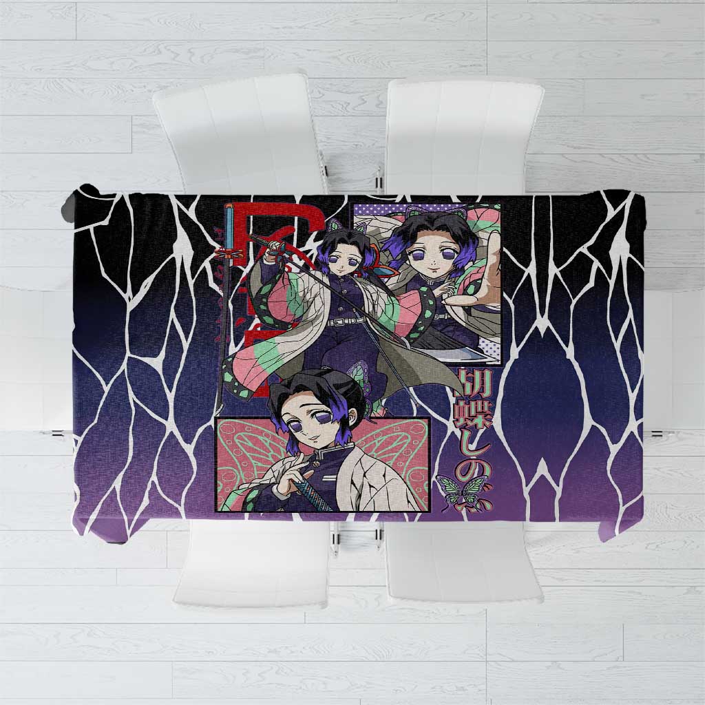Shinobu Kocho Demon Slayer Tablecloth with Purple and Black Web Style Design - The Mazicc