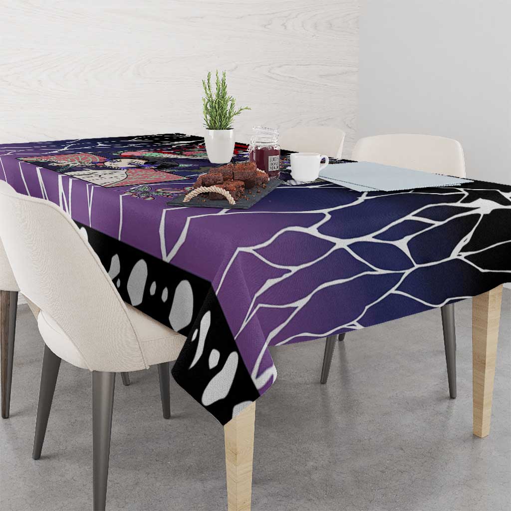 Shinobu Kocho Demon Slayer Tablecloth with Purple and Black Web Style Design - The Mazicc