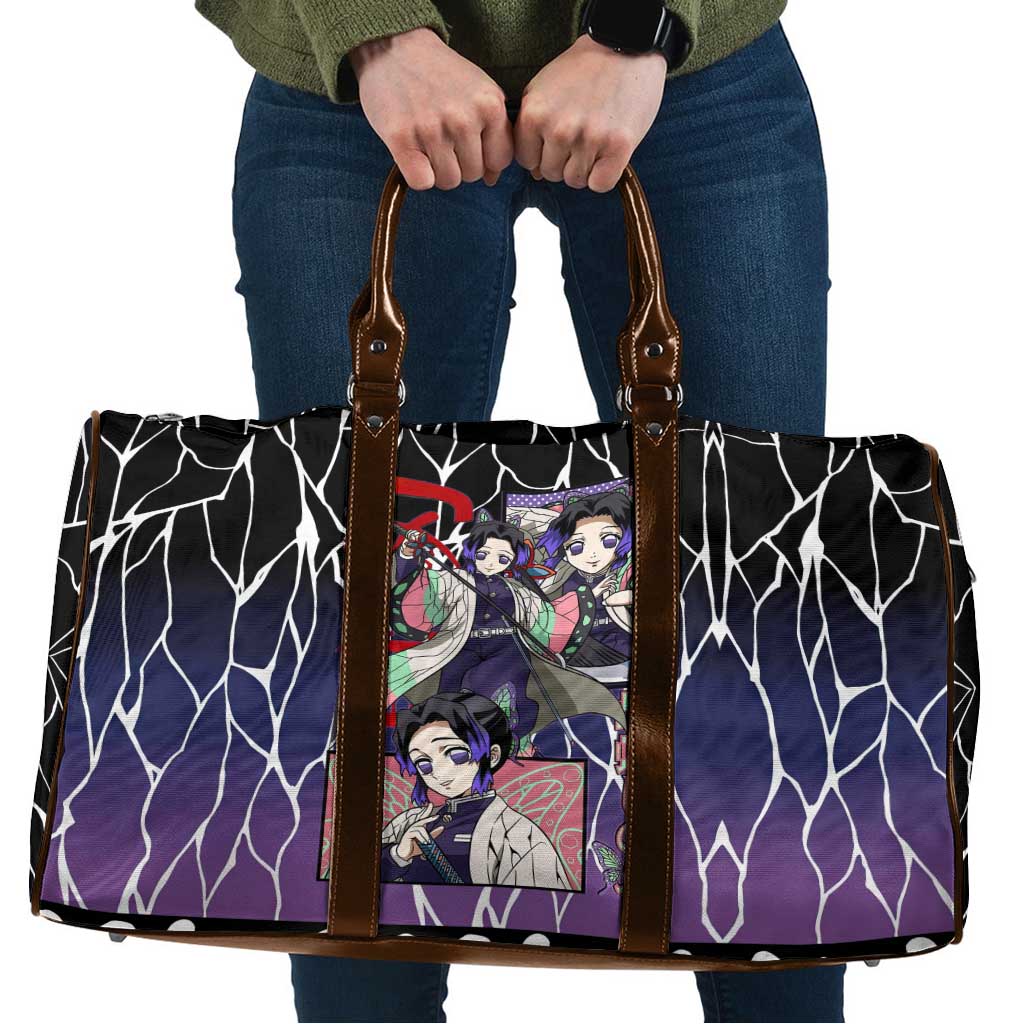 Shinobu Kocho Demon Slayer Travel Bag with Purple and Black Web Style Design - The Mazicc