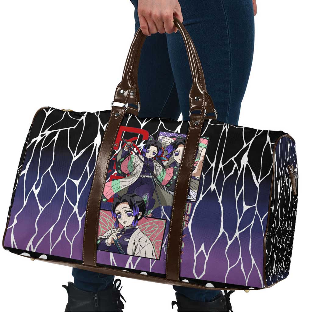 Shinobu Kocho Demon Slayer Travel Bag with Purple and Black Web Style Design - The Mazicc