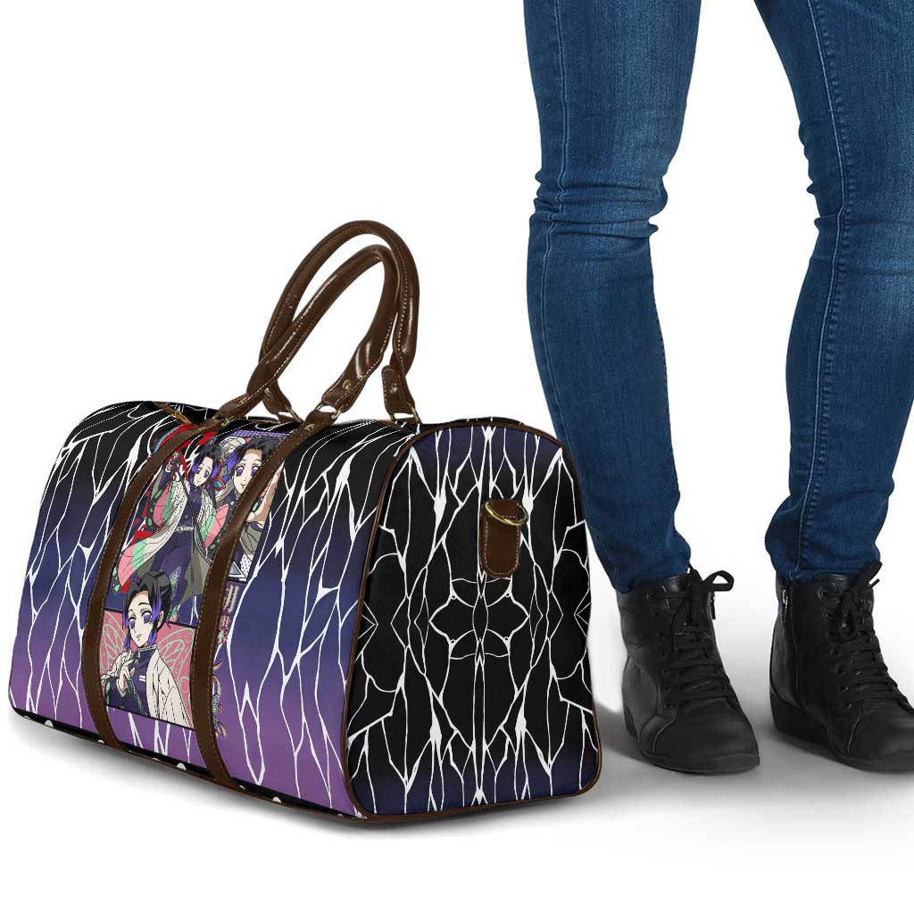 Shinobu Kocho Demon Slayer Travel Bag with Purple and Black Web Style Design - The Mazicc