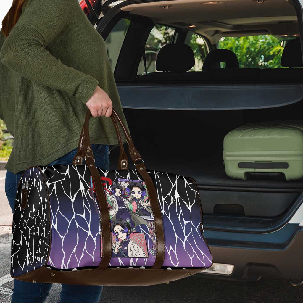 Shinobu Kocho Demon Slayer Travel Bag with Purple and Black Web Style Design - The Mazicc