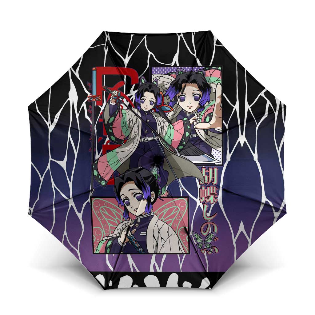 Shinobu Kocho Demon Slayer Umbrella with Purple and Black Web Style Design - The Mazicc