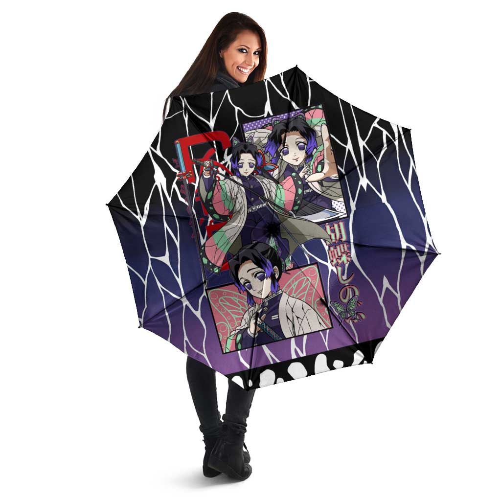 Shinobu Kocho Demon Slayer Umbrella with Purple and Black Web Style Design - The Mazicc
