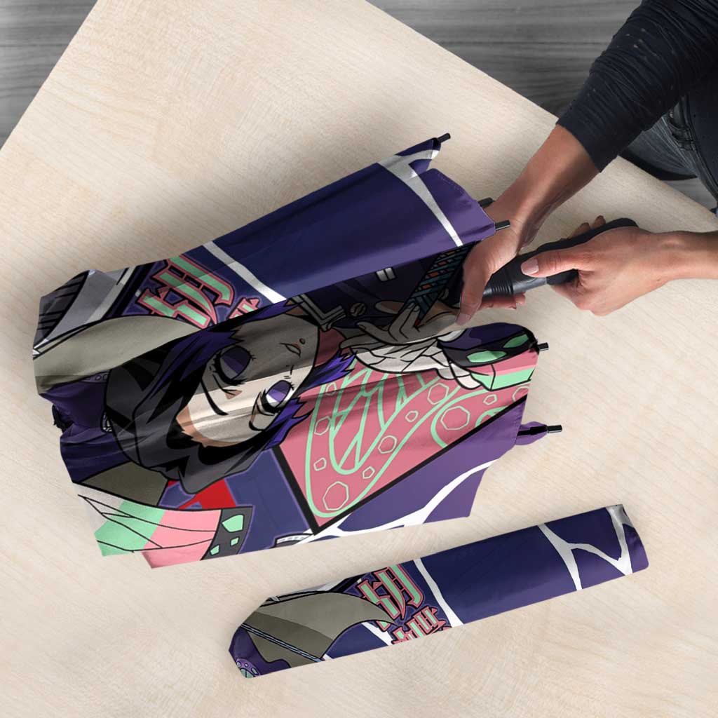 Shinobu Kocho Demon Slayer Umbrella with Purple and Black Web Style Design - The Mazicc