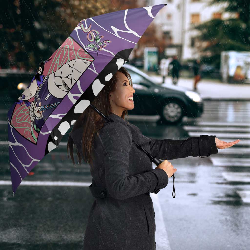 Shinobu Kocho Demon Slayer Umbrella with Purple and Black Web Style Design - The Mazicc