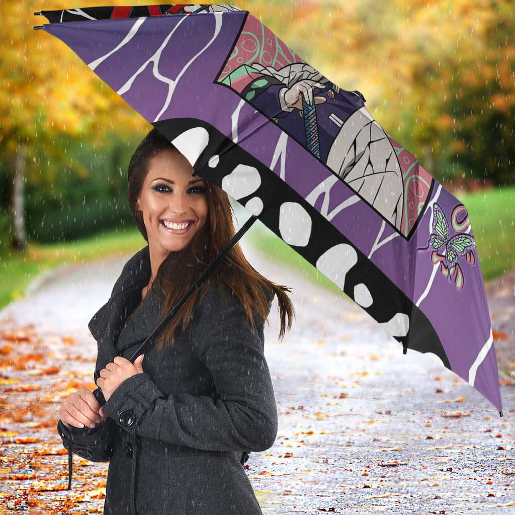 Shinobu Kocho Demon Slayer Umbrella with Purple and Black Web Style Design - The Mazicc