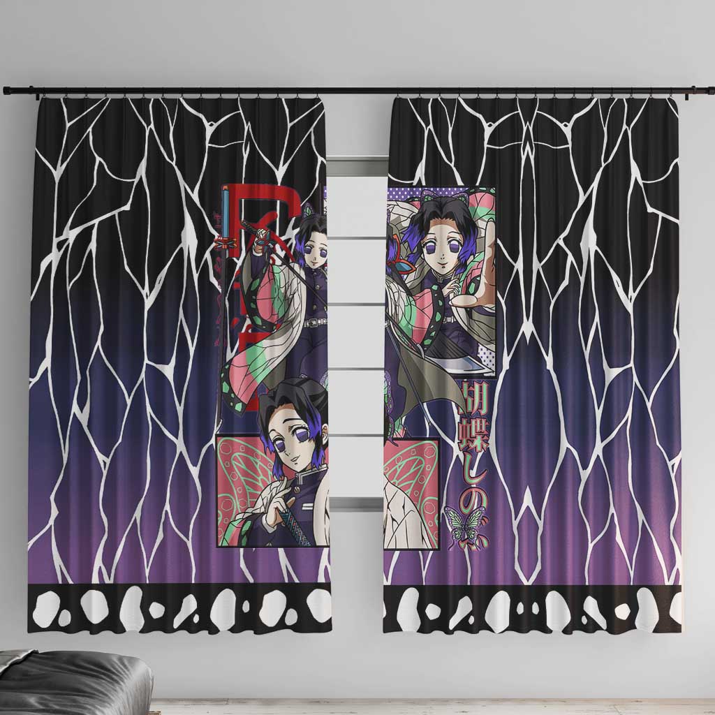 Shinobu Kocho Demon Slayer Window Curtain with Purple and Black Web Style Design - The Mazicc
